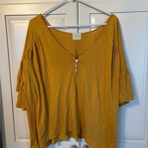 T.La Mustard Blouse with Button Detail